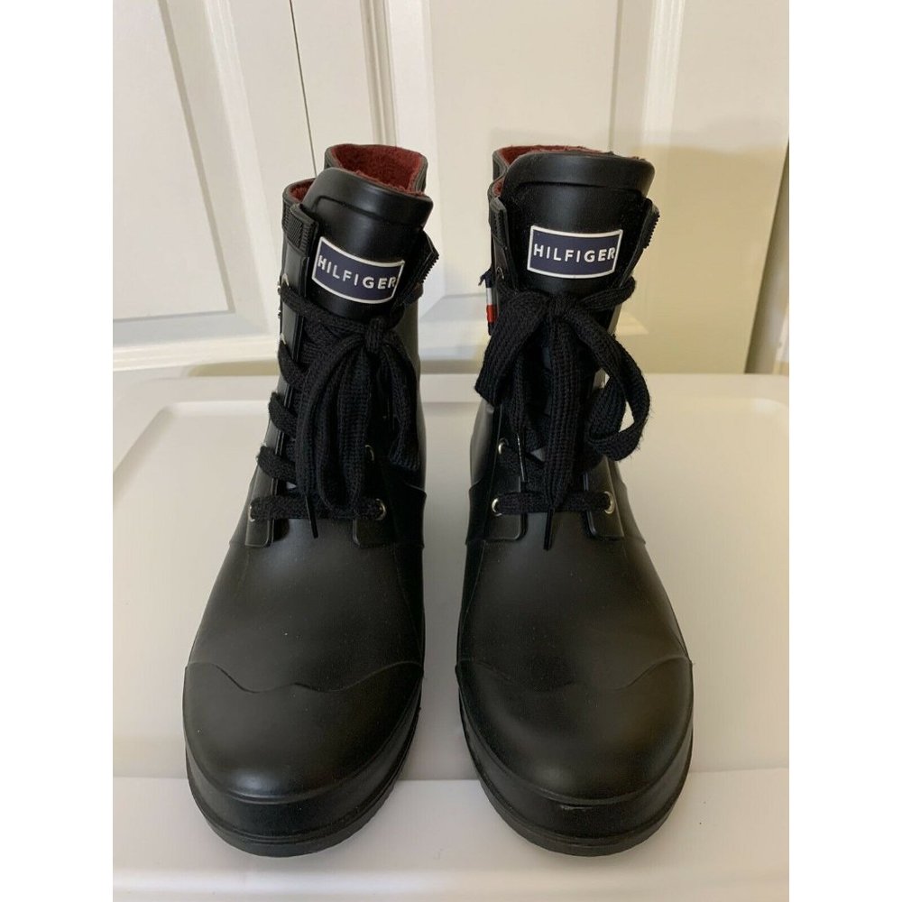 Tommy Hilfiger Rain Rubber Women Sz 10 M Waterproof‎ Boots Navy Blue